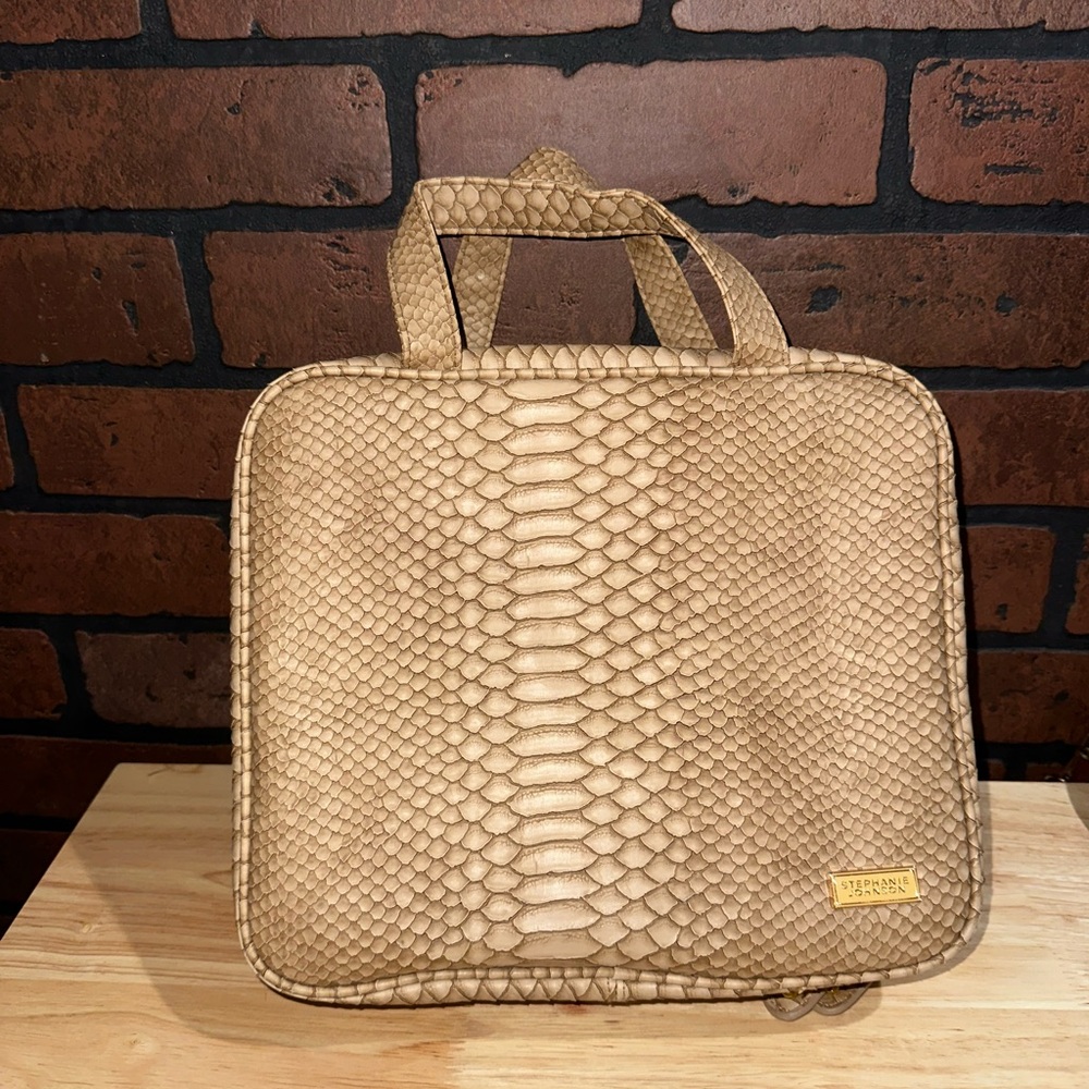 Stephanie Johnson Gold Snake-Embossed Cosmetic Case